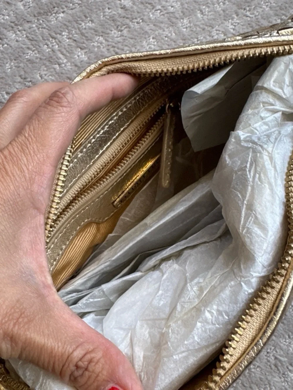 Elliott Lucca Metallic Gold Woven Clutch Shoulder Bag